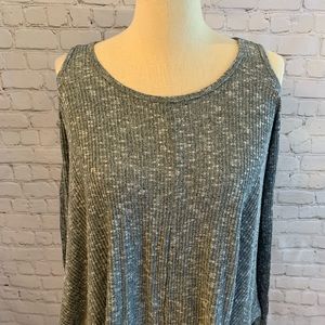Gray cold shoulder blouse